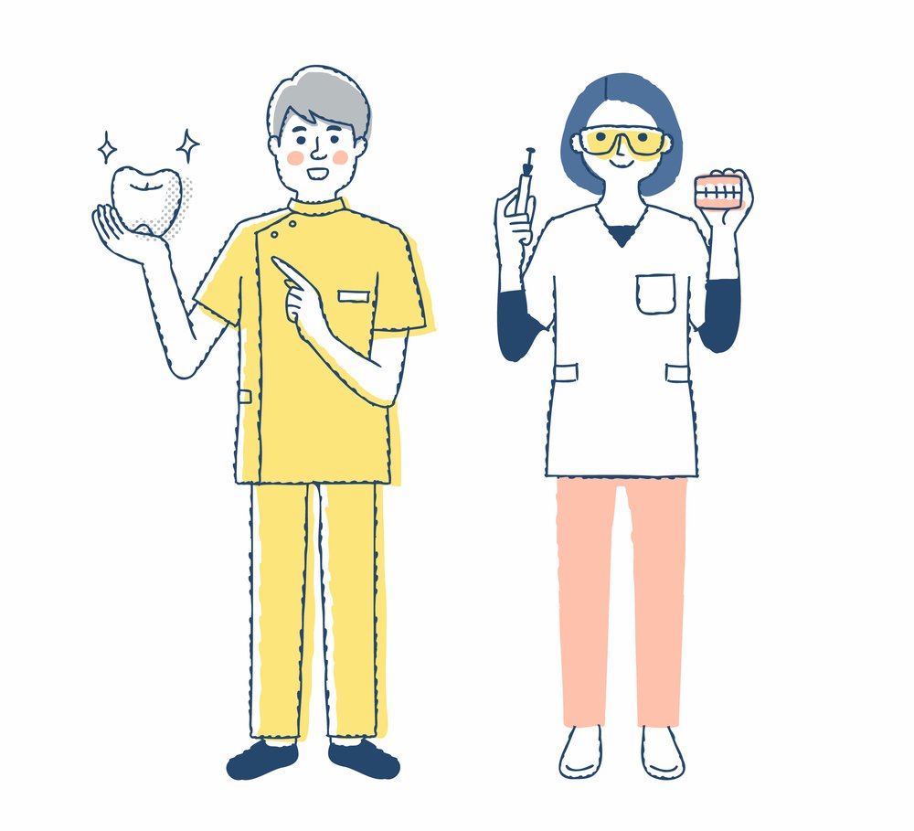 歯科医師と歯科衛生士のイラスト